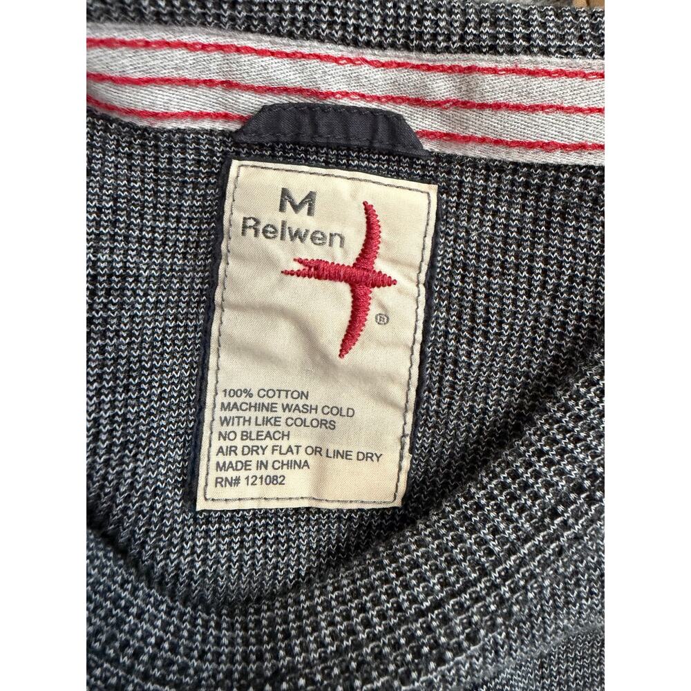Relwen Gray Cotton Waffle Long Sleeve Thermal Crewneck Size Medium